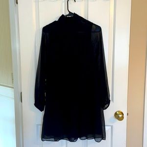 Size 2 never worn black dress, sheer sleeves